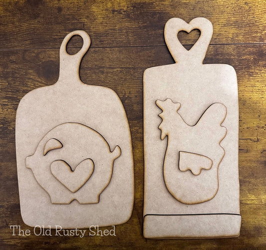 B203 Pig and Cow Primitive Cutting Board DIY KIT